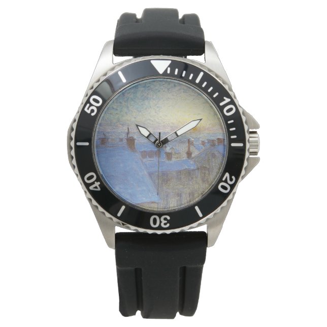 Relógio Sunrise sobre os telhados (por Eugène Jansson) (Frente)