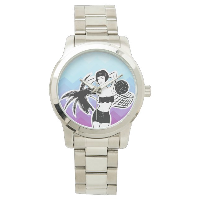 Relógio Sunset Resort Chevron Impressão (Frente)