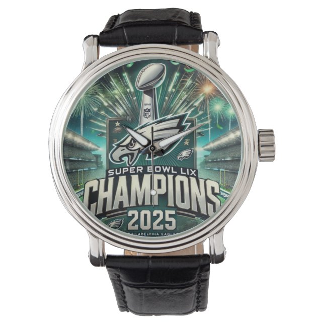 RELÓGIO SUPER BOWL LIX CHAMPIONSHIP PRETO LEATHER WATCH (Frente)