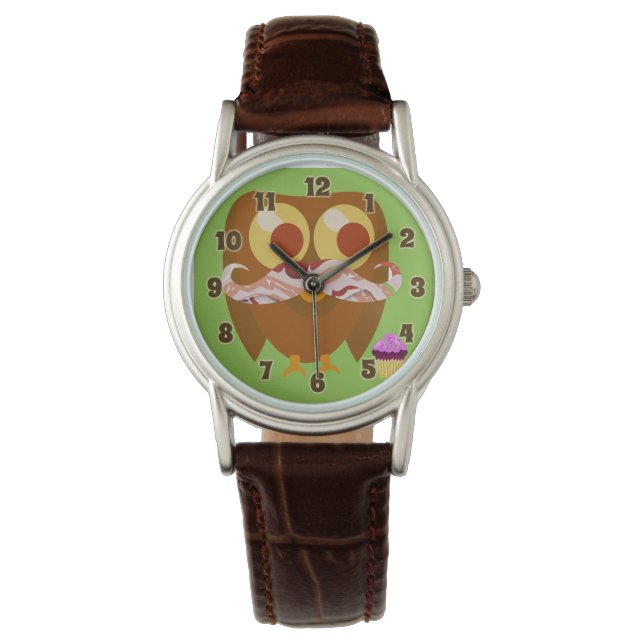 Relógio Super Trendy Bacon Mustache Owl (Frente)