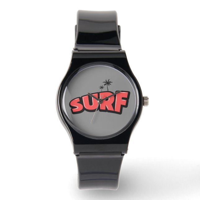 Relógio Surf, just surf. In red and gray (Frente)