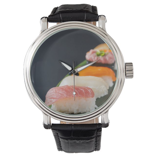 Relógio Sushi Elegance Watch – Classic Black & Leaf (Frente)