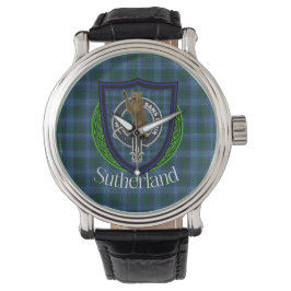 Relógio Sutherland Scottish Clan Tartan & Crest