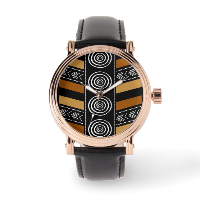 Relógio Sylish Watch com African Bogolan Pattern Design (Frente)
