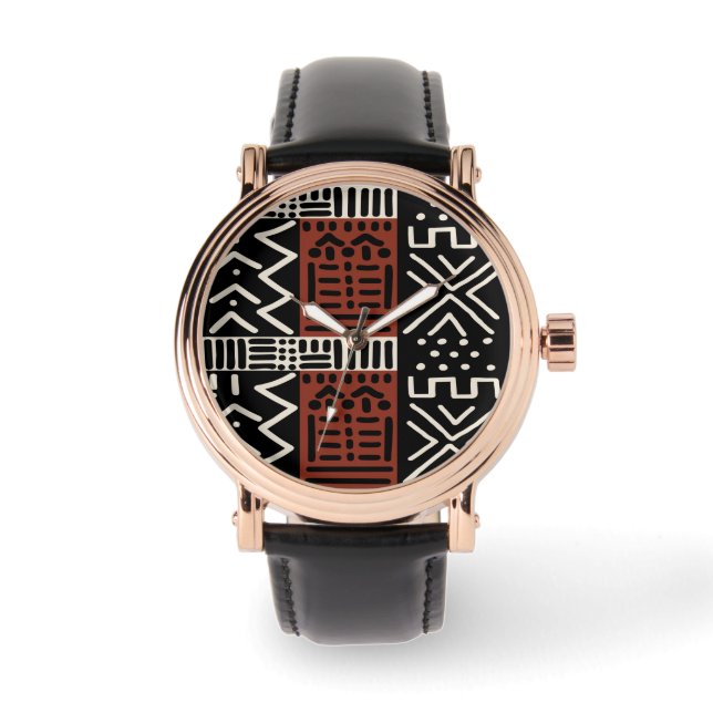 Relógio Sylish Watch com African Bogolan Pattern Design (Frente)