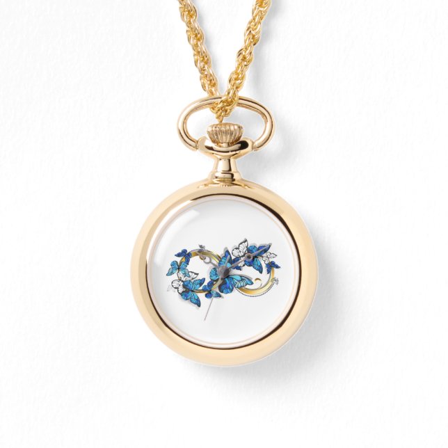 Relógio Symbol Infinity of Blue Morpho Butterflies (Frente)