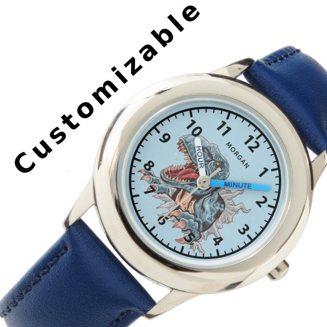 Relógio T-Rex Dinossaur Kids Personalizado Watch for Boys (Criador carregado)