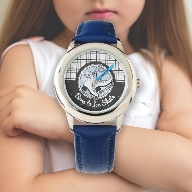 Relógio Tartan moderno patinando/ Ice patinando moça (Criador carregado)