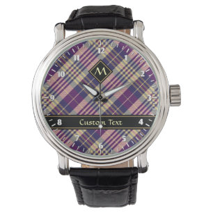 Relógio Tartan roxo, Dourado e azul