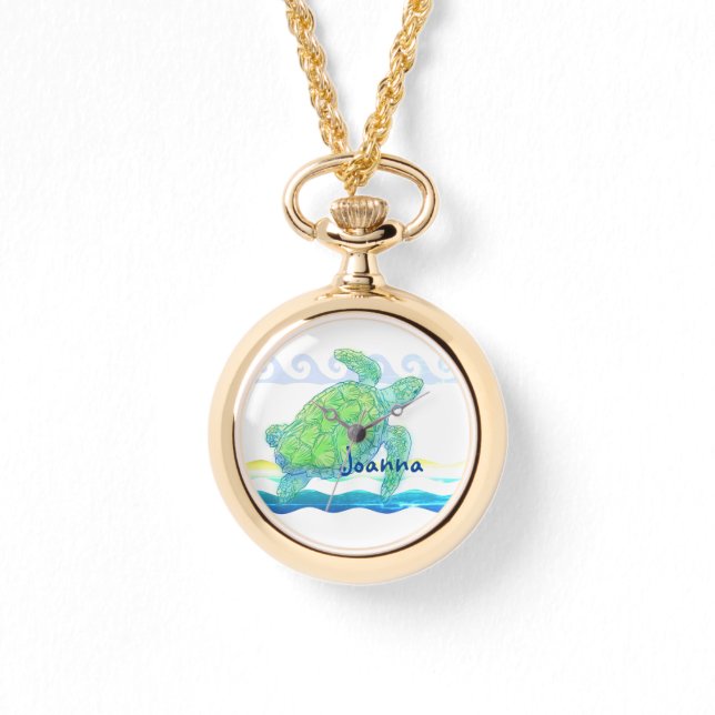 Relógio Tartaruga Azul e Verde (Frente)