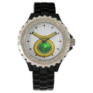 Relógio TAURUS DOURADO ZODIAC JOIAS DE ANIVERSÁRIO,Verde,
