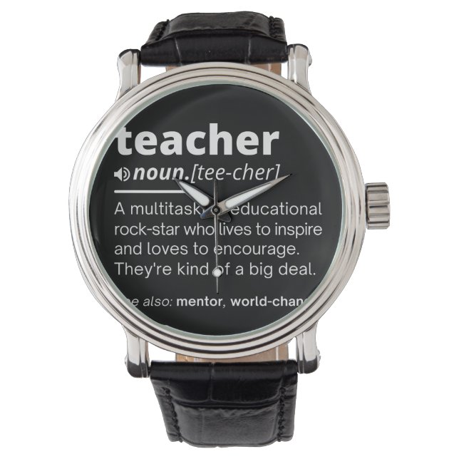 Relógio Teacher Definition - Funny Teaching School Teacher (Frente)