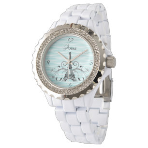 Relógio Teal Eiffel Tower Flourish Watch