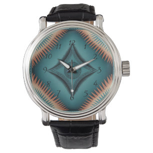 Relógio Teal Navajo Peach Sunburst