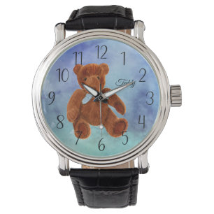 Relógio Teddy Bear Watercolor Painting Watch