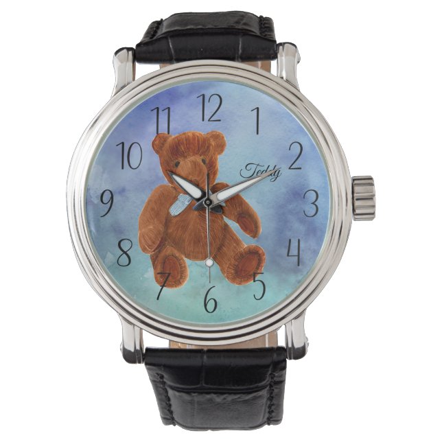 Relógio Teddy Bear Watercolor Painting Watch (Frente)