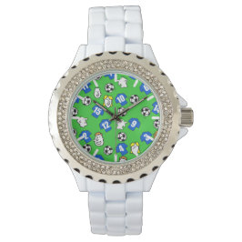 Relógio Tema de futebol com camisas de azul