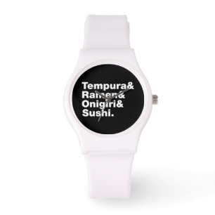 Relógio Tempura & Ramen & Onigiri & Sushi das Comidas japo