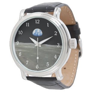 Relógio Terra da Lua no Espaço Negro: Terra