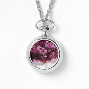 Relógio Teste padrão mineral amethyst roxo chique na moda