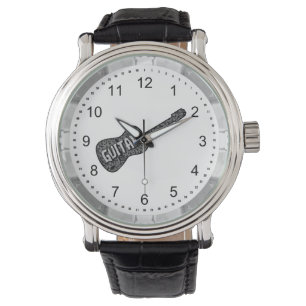 Relógio Texto de Notas de Música de Violão