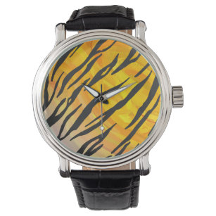 Relógio Tigre Impressão de preto e laranja