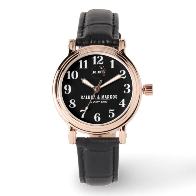 Relógio Timeless Minimalist Customizable Couple name   (Frente)