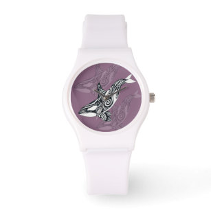 Relógio Tinta Tribal de Mauve Roxo-de-Baleia-Assassina Orc