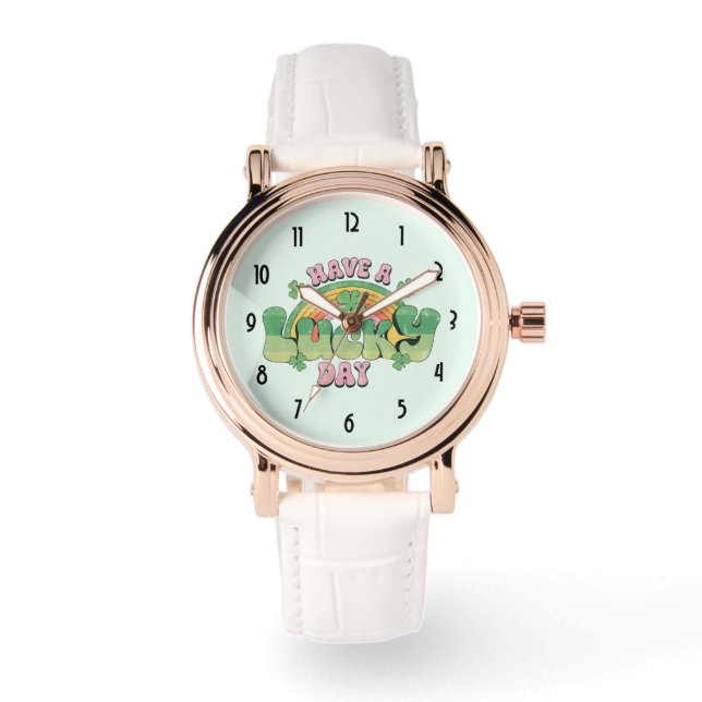 Relógio Típica retrô do dia de sorte (Frente)