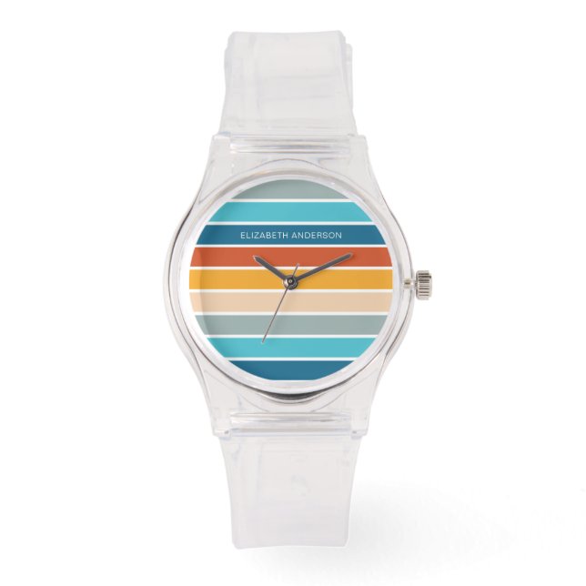 Relógio Tiras de Sunset Retroativo Modernas Personalizadas (Frente)