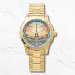 Relógio Torre Eiffel Sunset Parisiense Paris Floral Francê<br><div class="desc">Torre Eiffel Torre Eiffel Paris França Floral Watches francês Brilhante parisiense apresenta um pôr do sol no estilo de arte Paris com a Torre Eiffel em um ousado quadro floral. Criado pelo Evco Studio www.zazzle.com/store/evcostudio</div>