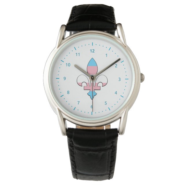 Relógio Transgender pride fleur-de-lis Watch (Frente)