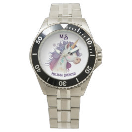 Relógio Trendy Girls'Elegante Purple Magical Unicorn Name