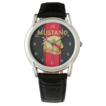 Trendy Red Racing Stripes Dourado Mustang