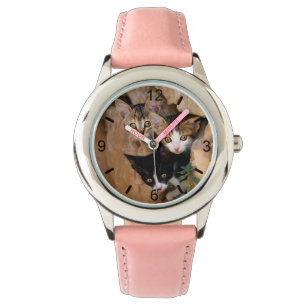 Relógio Três Gatinhos Curiosos Engraçados, placa de disc