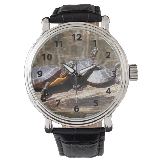 Relógio Três Tartarugas Num Registro (Frente)