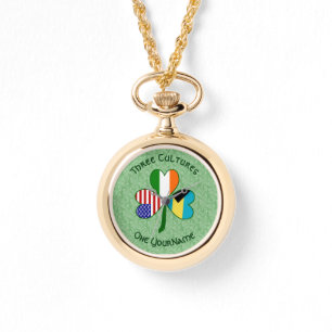Relógio Trevo Personalizado Irlandês Bahamiano EUA