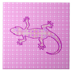 Relógio Tribal Gecko - orquídea e casca rosa