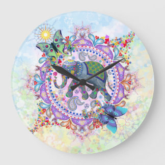 relógio Tribal Henna Elephant grande