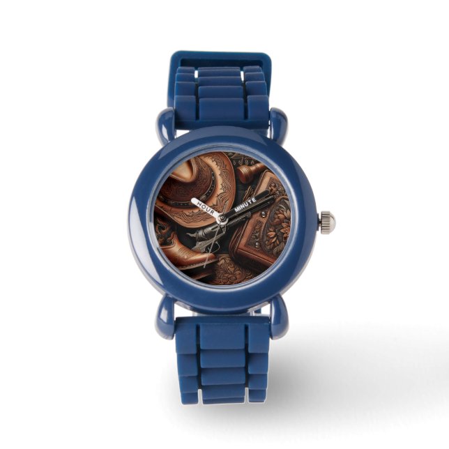 Relógio Trio Ocidental: Chapéu, Raízes, Revolver (Frente)