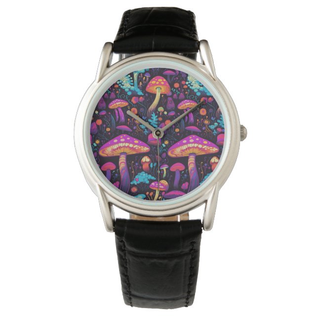 Relógio Trippy Retro Mushroom Watch (Frente)