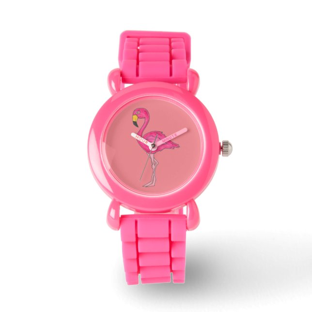 Relógio Tropical Tropical Flamingo Flamingos Bird Watch (Frente)