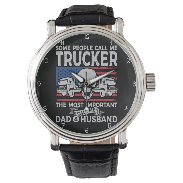 Relógio Trucker, Dad, Husband, American Skull (Frente)