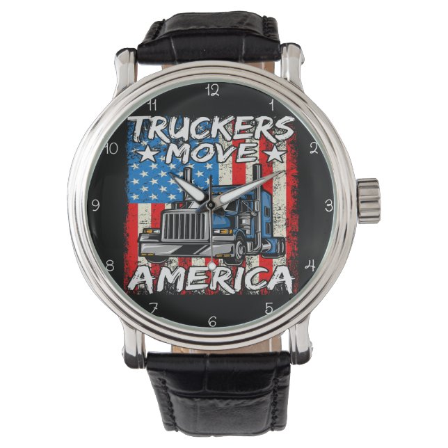 Relógio Truckers Move America: Distressed Flag Style (Frente)