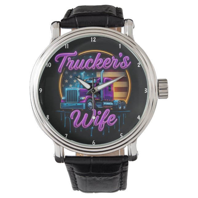 Relógio Trucker's Wife: Neon Flag, Gold Rim (Frente)