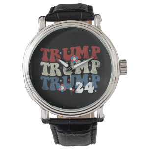 Relógio Trump Retro Groovy Flower 24 2024 Eleição