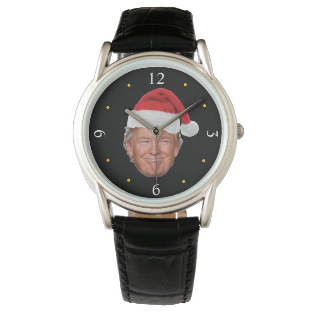 Relógio Trump Santa Hat: Design de Natal Patriótico (Frente)
