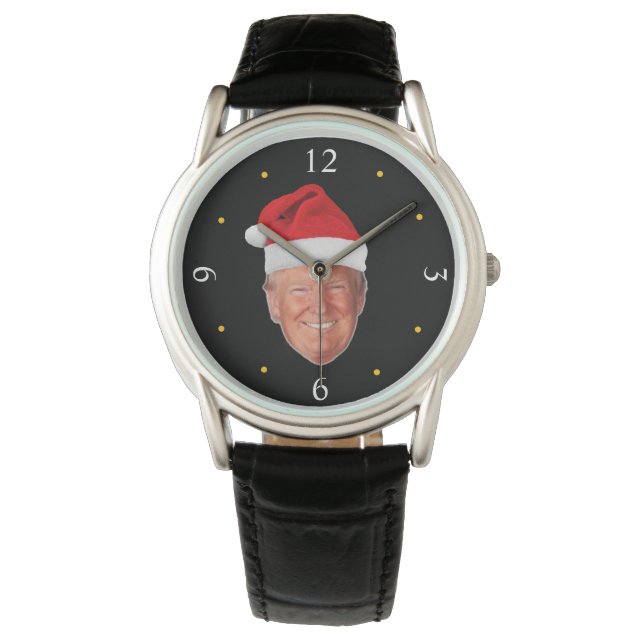 Relógio Trump Santa Hat: Design de Natal Patriótico (Frente)