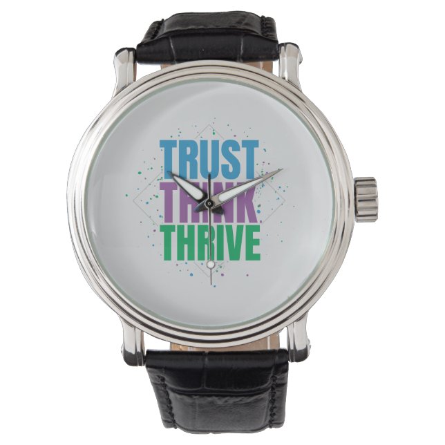 Relógio Trust Think Thrive – Motivational Quote Design (Frente)