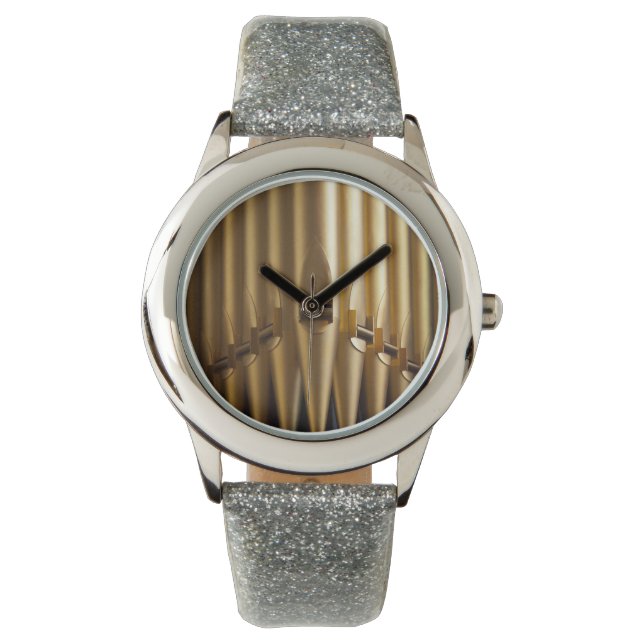 Relógio Tubulações de órgão douradas (Frente)